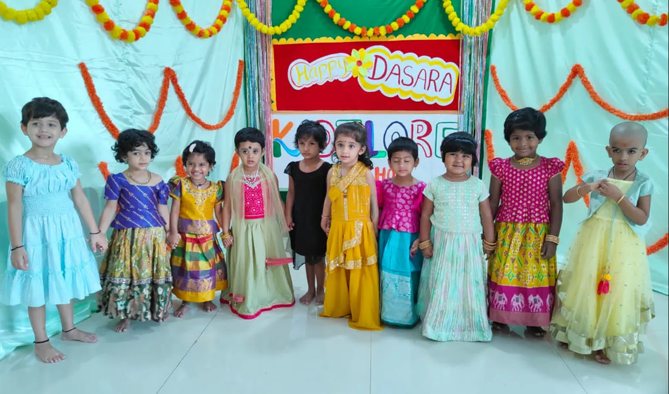 Children dressed up for Dasara
