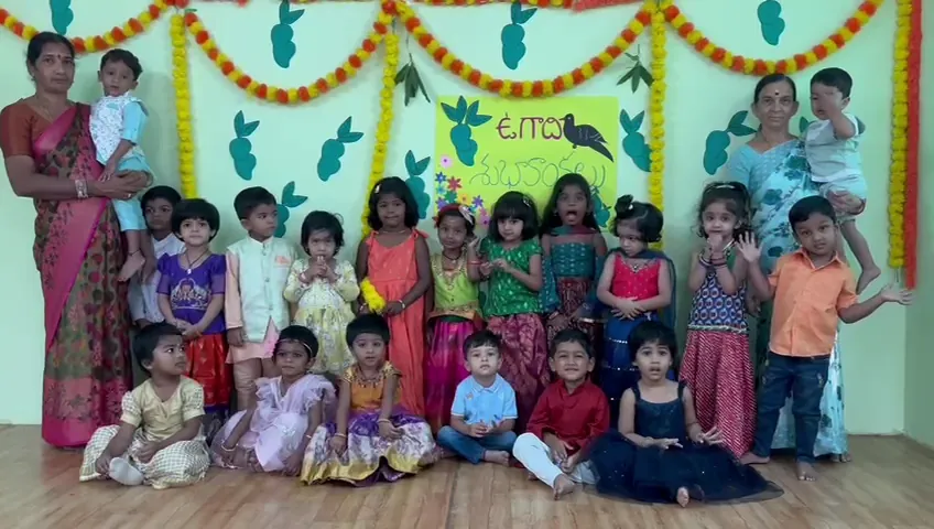 Children and families gathered for a festival celebration