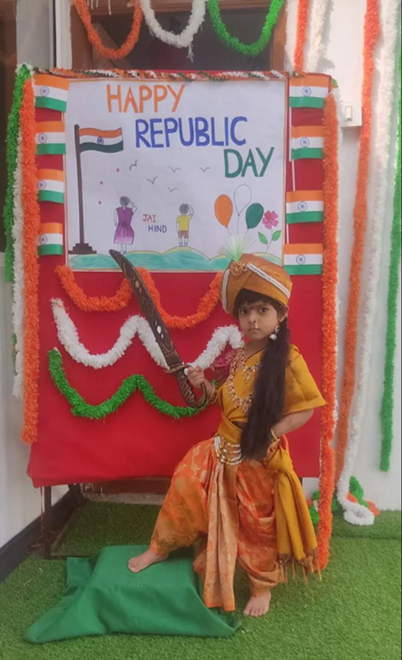 A child performing on stage for Republic Day