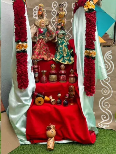 The Vinayaka idol decorated for Chaviti at school